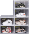 Shoe Storage Boxes Organizers 6 Pack Sneaker Display Shoe Containers Clear Plastic Stackable with Lids Magnetic Side Opening Door 15 Inches Long Large Size for Collection Display (6 Pack, Black) Furniture > Cabinets & Storage > Armoires & Wardrobes Momotata Clear 6 Pack 