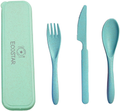 ECOSTAR Portable Wheat Straw Cutlery Set, 3-Piece Reusable Eco-Friendly BPA Free Utensils including Biodegradable Knife Spoon Fork and Travel Case - Great for Kids and Adults (Blue, 1) Home & Garden > Kitchen & Dining > Tableware > Flatware > Flatware Sets ECOSTAR Green-Turquoise 1 