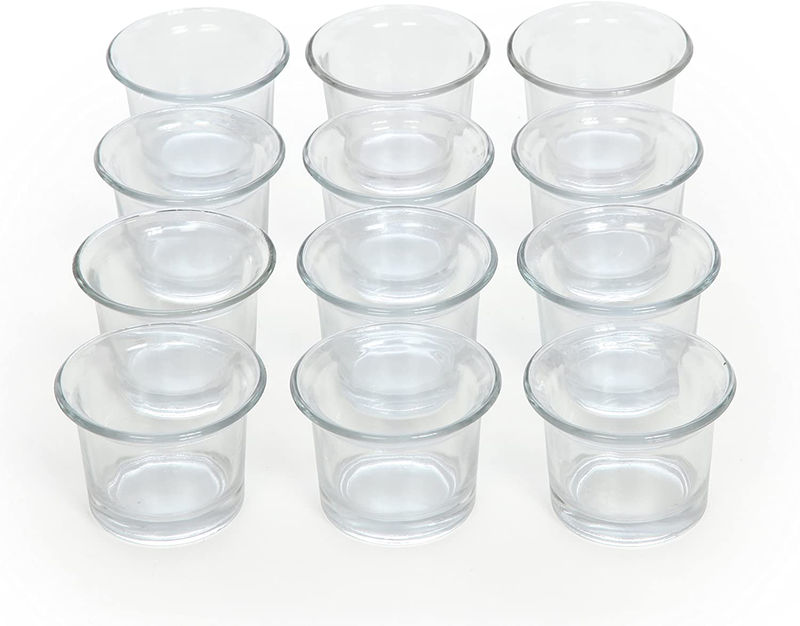 Hosley Set of 12 Clear Glass Oyster Tea Light Holders 2.5 Inch Diameter. Ideal Gift for Spa Aromatherapy Weddings Tealights Votive Candle Gardens O4