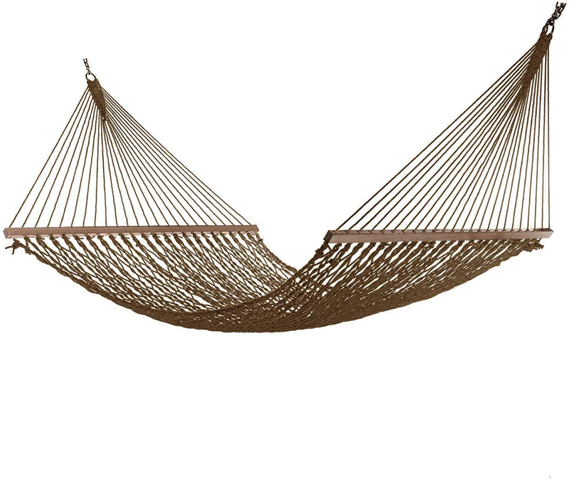 Project One Large 12FT Rope Hammock, Quick Dry Rope Hammock with Double Size Solid Wood Spreader Bar Outdoor Patio Yard Poolside Hammock, 2 Person 450 Pound Capacity (Brown) Home & Garden > Lawn & Garden > Outdoor Living > Hammocks Project One Brown  