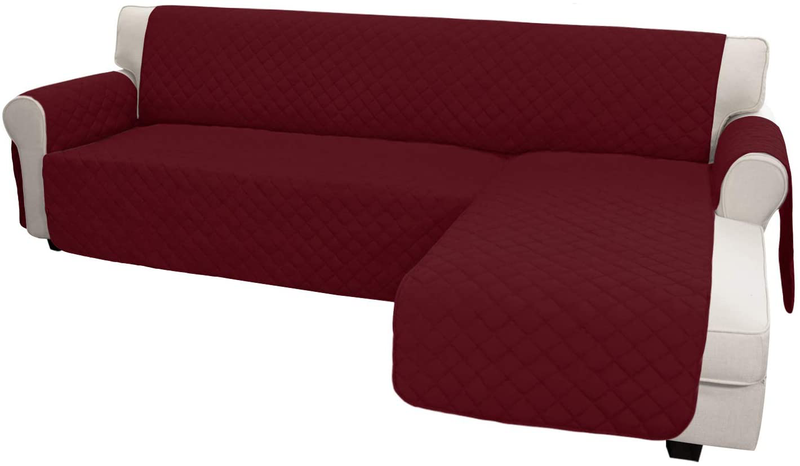 Easy-Going Sofa Slipcover L Shape Sofa Cover Sectional Couch Cover Chaise Slip Cover Reversible Sofa Cover Furniture Protector Cover for Pets Kids Children Dog Cat (Large,Dark Gray/Dark Gray) Home & Garden > Decor > Chair & Sofa Cushions Easy-Going Christmas Red/Christmas Red Large 