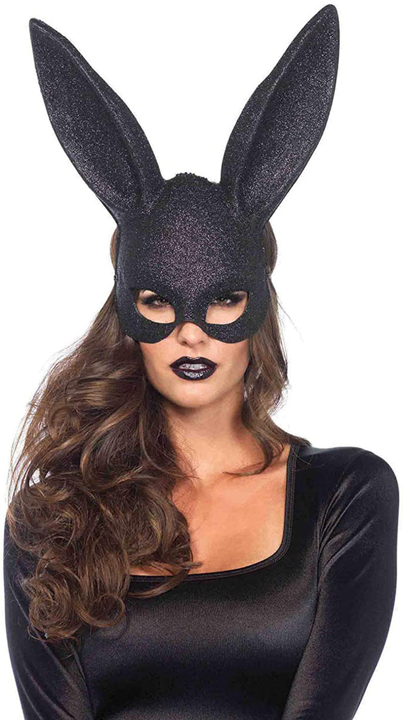 Leg Avenue Women's Rabbit Mask Costume Accessory One Size Apparel & Accessories > Costumes & Accessories > Masks Leg Avenue Black Glitter  