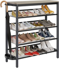 Metal Shoe Rack, 5-Tier Shoe Storage Organizer for Entryway Large Capacity Shoe Mesh Shelf Flat & Slant Adjustable with MDF Wooden Top Board for Hallway, Closet, Living Room, Bedroom (Marble White) Furniture > Cabinets & Storage > Armoires & Wardrobes SimpleWise Grey + Grey Woodgrain  