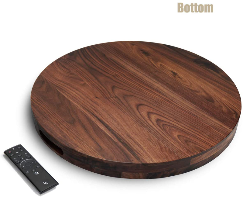MAGIGO 22 Inches Extra Large Round Black Walnut Wood Ottoman Tray with Handles, Serve Tea, Coffee or Breakfast in Bed, Classic Circular Wooden Decorative Serving Tray
