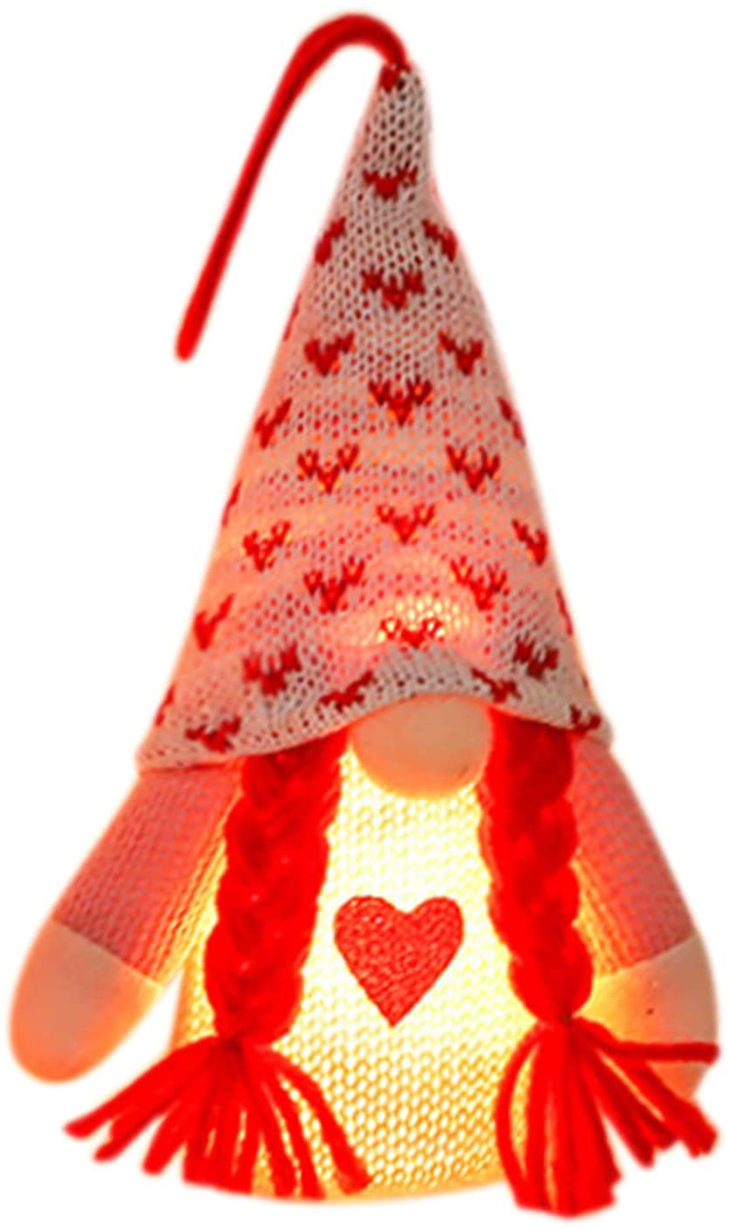 Valentines Day Gnome LED Lights, Glowing Dwarf Doll Plush Pendant Handmade Valentine'S Lights Toy Gifts Light up Valentine'S Day Pendant Home Office Table Decoration (A) Home & Garden > Lighting > Lighting Fixtures Eme-rald