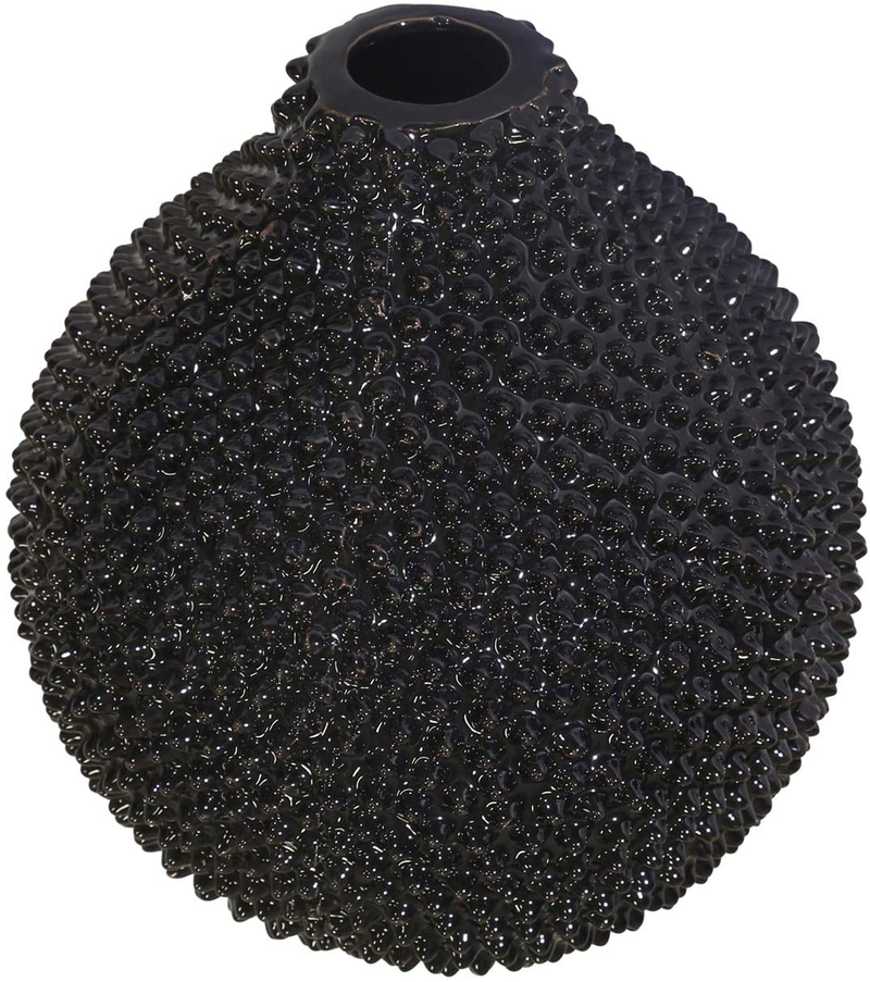 Sagebrook Home Decorative, Black Ceramic Spike Vase, 7.25 x 7.25 x 8 Inches Home & Garden > Decor > Vases Sagebrook Home   