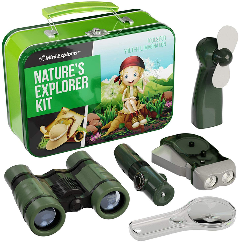 Nature Explorer Kit for Kids - Camping Gear & Accessories Play Toy Gift for Boys Outdoor Childrens Games. Birthday Gifts Toys 4 5 6 7 8 Year Old Boy. Binoculars Fan Magnifier Flashlights 5-In-1 Tool Sporting Goods > Outdoor Recreation > Camping & Hiking > Camping Tools Mini Explorer   