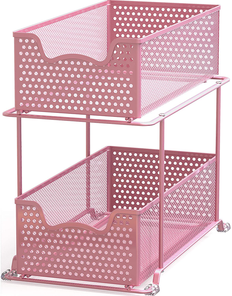 Simplehouseware 2 Tier Sliding Cabinet Basket Organizer Drawer, Silver Home & Garden > Kitchen & Dining > Food Storage Simple Houseware Pink  