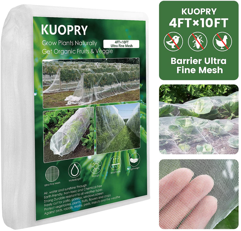 Kuopry 10X33 Ft Plant Covers Freeze Protection anti Bird Netting Mesh, Ultra Fine Mesh Protection Mosquito Netting, Green Garden Netting Protect Fruit and Vegetables from Birds and Animals-White Sporting Goods > Outdoor Recreation > Camping & Hiking > Mosquito Nets & Insect Screens Kuopry 4×10  