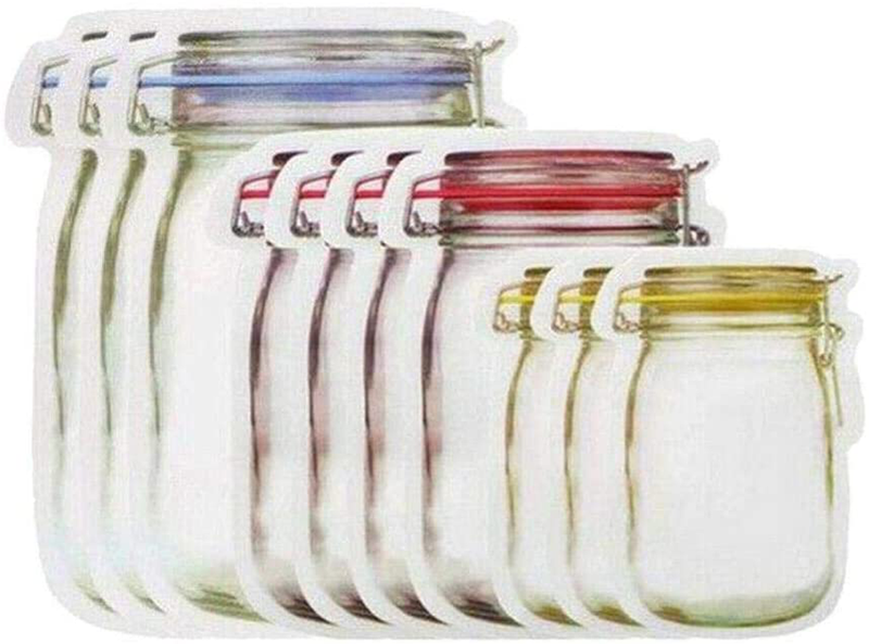 Mason Jar Bottles Bags, Reusable Food Saver Storage Bags Snacks Zipper Sealed Bags Fresh Bags (10PCS) Home & Garden > Decor > Decorative Jars Suxgumoe 10PCS  