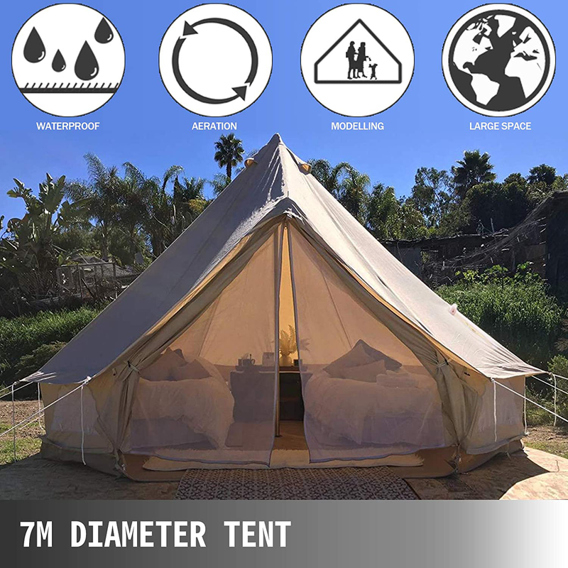 Happybuy Bell Tent Canvas Tent 4-Season Yurt Tents for Camping Waterproof for Family Camping Outdoor Hunting(9.84Ft /13.1Ft / 16.4Ft / 19.7Ft / 23Ft) Sporting Goods > Outdoor Recreation > Camping & Hiking > Tent Accessories Happybuy   