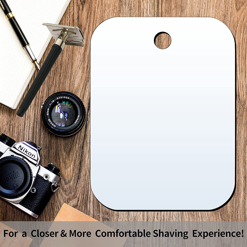 Shower Mirror for Shaving(Large,2Pack,8"X10") Bathroom Handheld Mirror for Men and Women Unbreakable Portable Camping Travel Mirrors,Frameless Handheld for Makeup,Wall Hanging Mirror