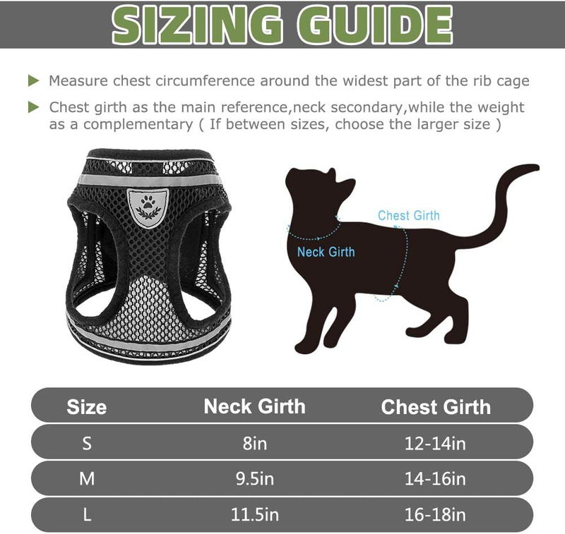 PUPTECK Breathable Cat Harness and Leash Set - Escape Proof Cat Vest Harness, Reflective Adjustable Soft Mesh Kitty Puppy Harness, Easy Control for Outdoor Walking