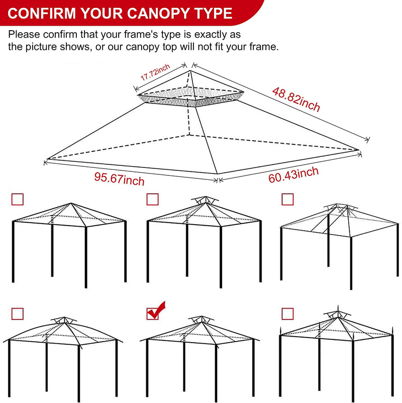 Eurmax 5FT x 8FT Double Tiered Replacement Canopy Grill BBQ Gazebo Roof Top Gazebo Replacement Canopy Roof（Cocoa） Home & Garden > Lawn & Garden > Outdoor Living > Outdoor Structures > Canopies & Gazebos Eurmax   