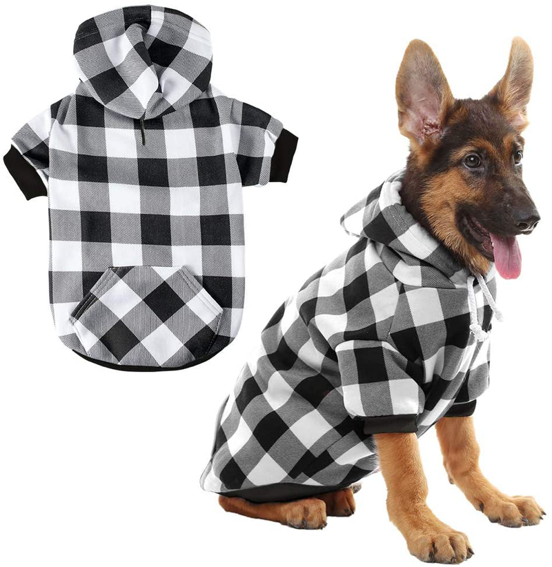 Plaid Dog Hoodie Pet Clothes Sweaters with Hat Animals & Pet Supplies > Pet Supplies > Cat Supplies > Cat Apparel KOOLTAIL White Large (Pack of 1) 