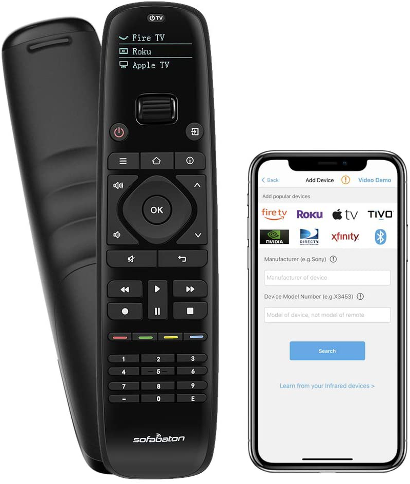 Updated SofaBaton U1 Universal Remote with OLED Display and Smartphone APP, All in One Universal Remote Control for up to 15 Entertainment Devices, Compatible with Smart TVs/DVD/STB/Projector so on Electronics > Electronics Accessories > Remote Controls SofaBaton 2021 New  