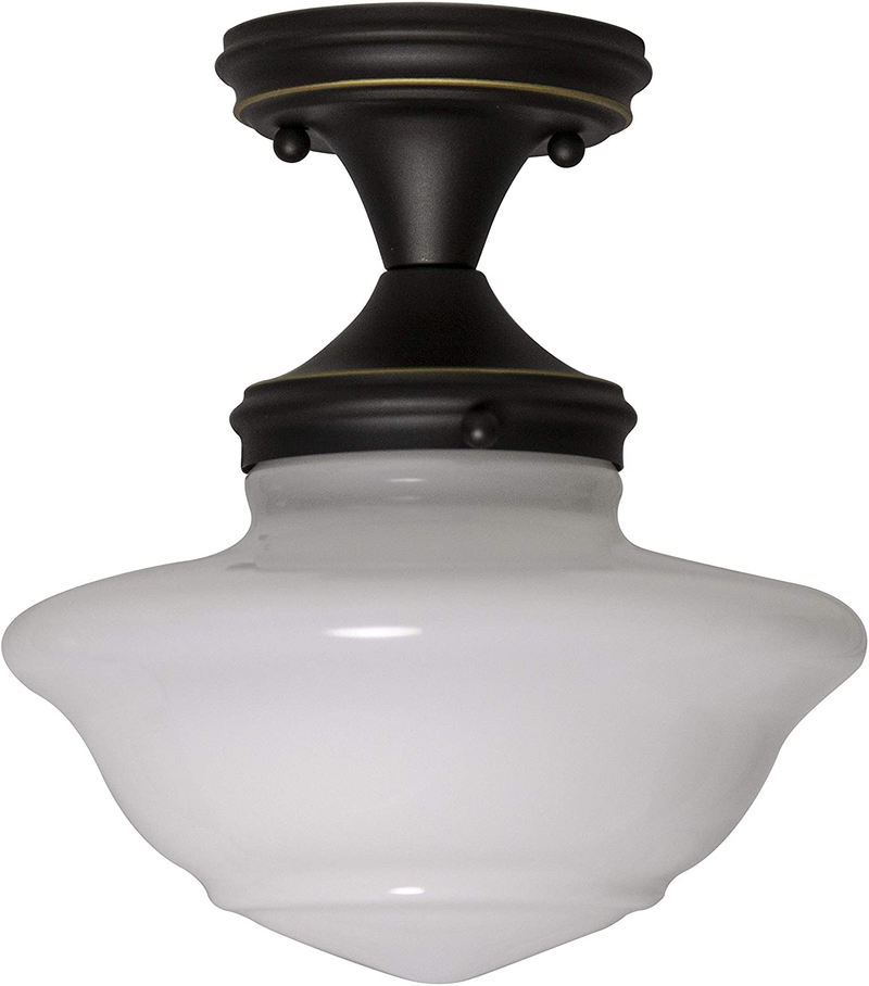 Design House 577502 Schoolhouse Modern Industrial Farmhouse Indoor Dimmable Light, Ceiling, Oil Rubbed Bronze