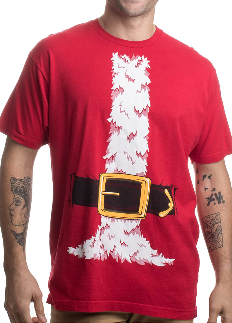 Santa Claus Costume | Jumbo Print Novelty Christmas Holiday Humor Unisex T-Shirt Home & Garden > Decor > Seasonal & Holiday Decorations& Garden > Decor > Seasonal & Holiday Decorations Ann Arbor T-shirt Co. Red X-Large 