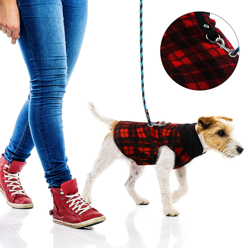 Hamify Fleece Vest Dog Sweater Set of 4 Buffalo Plaid Dog Pullover Warm Jacket Winter Pet Clothes with Leash Ring for Small Dog Cat Animals & Pet Supplies > Pet Supplies > Dog Supplies > Dog Apparel Hamify   