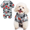 PUPTECK Soft Polar Fleece Dog Pajamas - Adorable Puppy Clothes Jumpsuit Pjs - Lightweight Cat Coat Pet Apparel - Cute Paw Design Animals & Pet Supplies > Pet Supplies > Dog Supplies > Dog Apparel PUPTECK Grey Small 
