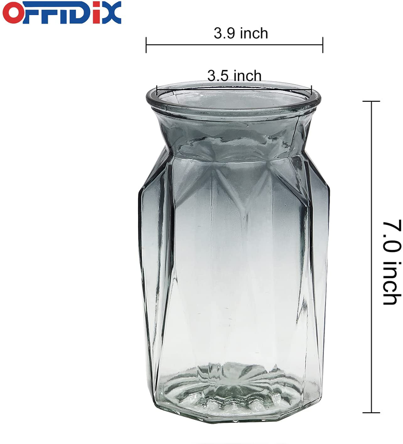 OFFIDIX Glass Vase, Geometric Faceted Design Flower Vase for Weddings, Events, Decorating, Arrangements, Office, or Home Decor Home & Garden > Decor > Vases OFFIDIX   