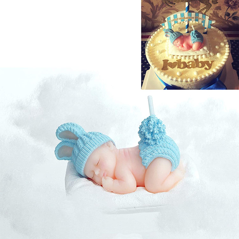 FLYPARTY Children's Birthday Candles with Greeting Card,Handmade Adorable Sleeping Baby Birthday Baby Shower Cake Topper Candle, Wedding Festival Party Favors Decorations (Blue Boy) Home & Garden > Decor > Home Fragrances > Candles FLYPARTY Blue Boy  