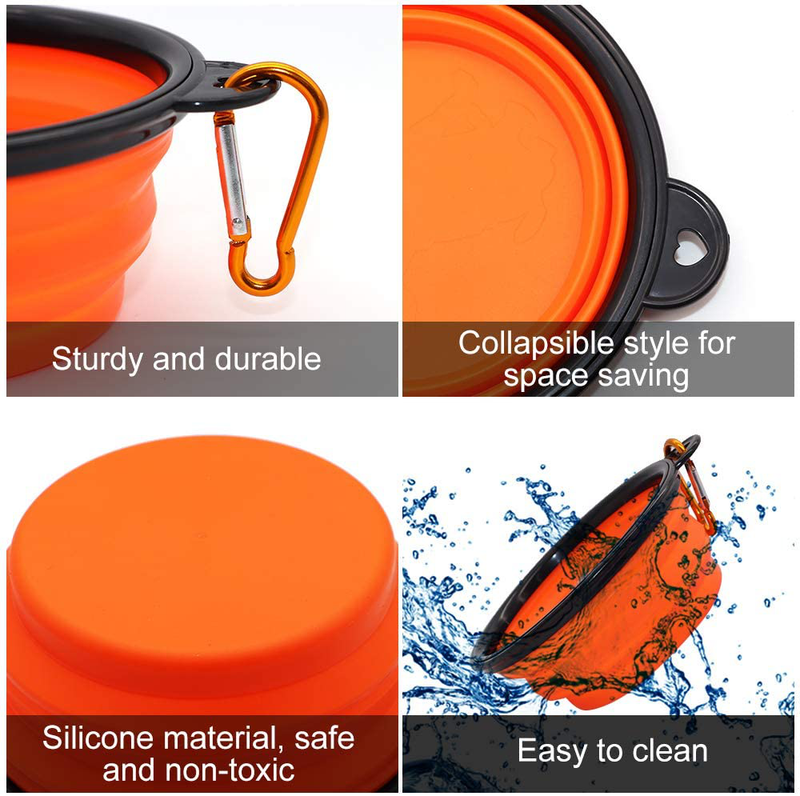 SLSON Collapsible Dog Bowl, 2 Pack Collapsible Dog Water Bowls for Cats Dogs, Portable Pet Feeding Watering Dish for Walking Parking Traveling with 2 Carabiners Animals & Pet Supplies > Pet Supplies > Dog Supplies SLSON   