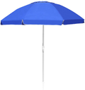 Lurasel Beach Umbrella 6.5ft UV 50+ Outdoor Portable Sunshade Umbrella with Sand Anchor,Tilt Mechanism and Carry Bag for Garden Beach Outdoor(6.5ft,Blue-Green Stripes)