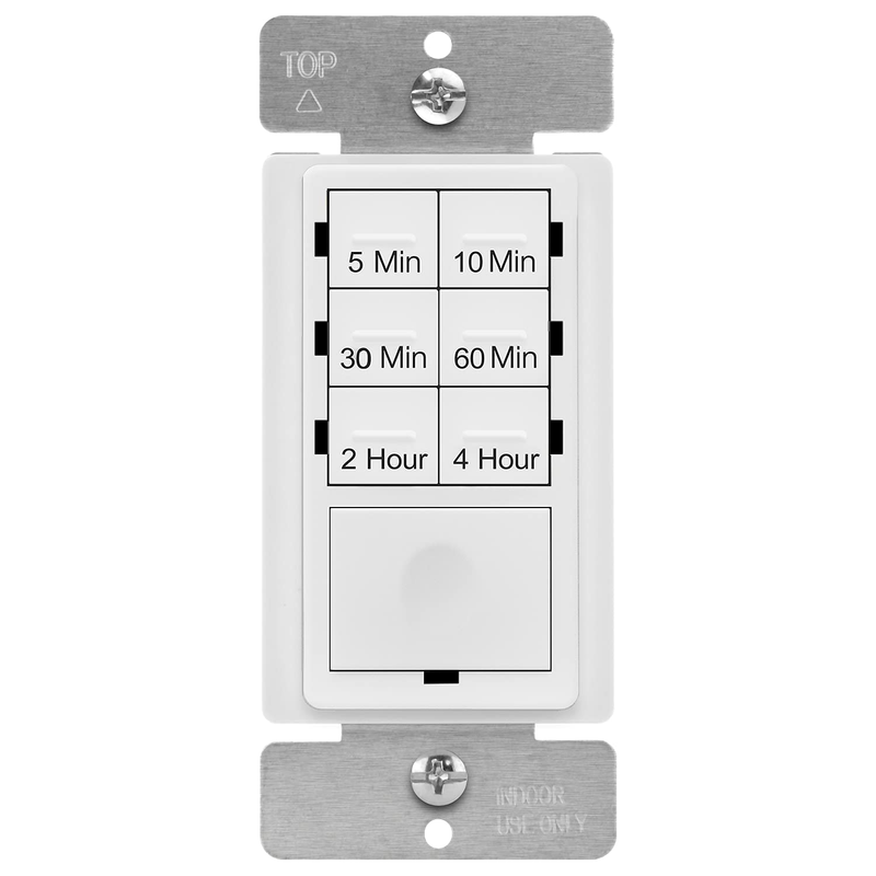ENERLITES Countdown Timer Switch, Fan Switch Timer, Wall Light Timer Switch, Bathroom Timer Switch, 5 min – 4 hours, Night Light LED Indicator, Neutral Wire Required, UL Listed, HET06-4H-W, White Home & Garden > Lighting Accessories > Lighting Timers ENERLITES 4 Hour (No Neutral)  