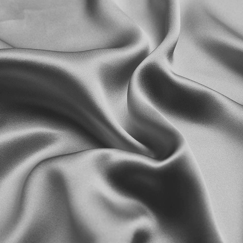 Silver Grey 100% Pure Silk Fabric Solid Color Charmeuse Fabrics by The Pre-Cut 2 Yards for Sewing Apparel Width 44 inch
