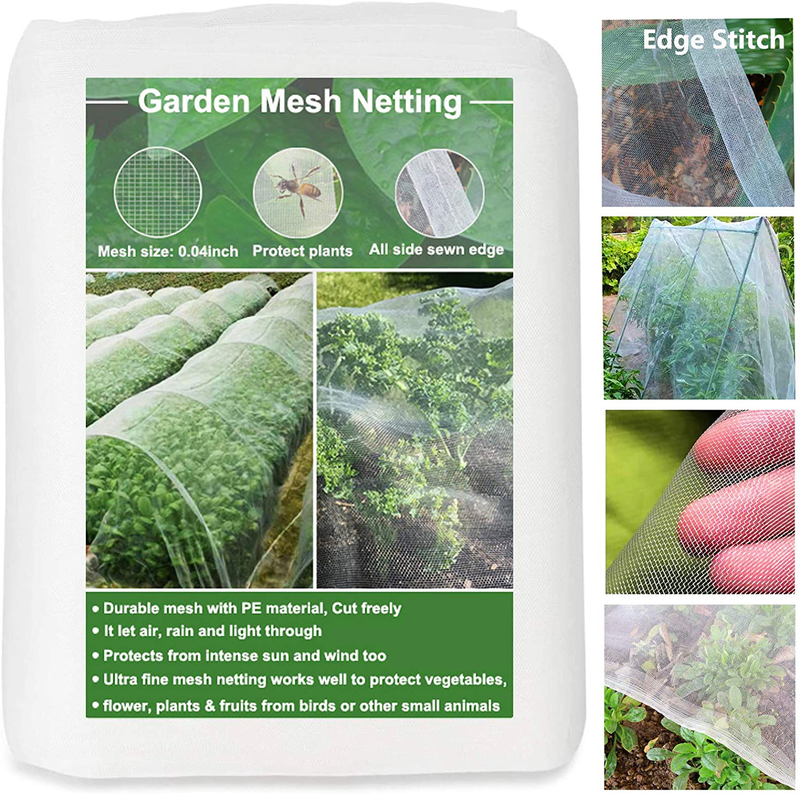 Huouo Garden Insect Netting Pest Barrier, Edge Stitch 10'X10' Garden Mesh Mosquito Bird Cicada Butterfly Bug Netting for Plants Trees Fruits Vegetables Crops Row Covers Patio Screen Barrier Net Sporting Goods > Outdoor Recreation > Camping & Hiking > Mosquito Nets & Insect Screens Huouo 10Ft * 20Ft  