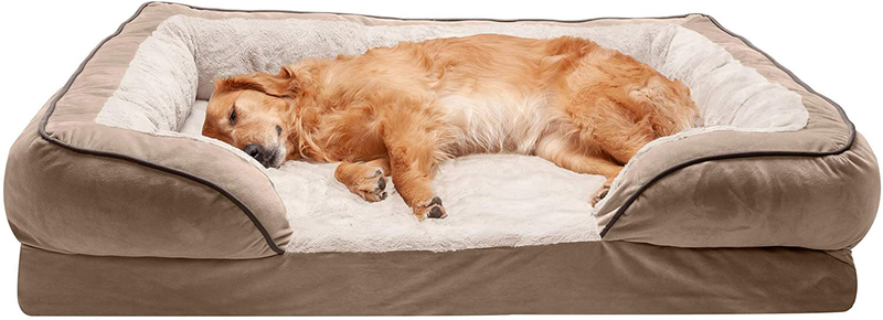 Furhaven Orthopedic, Cooling Gel, and Memory Foam Pet Beds for Small, Medium, and Large Dogs and Cats - Luxe Perfect Comfort Sofa Dog Bed, Performance Linen Sofa Dog Bed, and More Animals & Pet Supplies > Pet Supplies > Dog Supplies > Dog Beds Furhaven Velvet Waves Brownstone Sofa Bed (Cooling Gel Foam) Jumbo (Pack of 1)