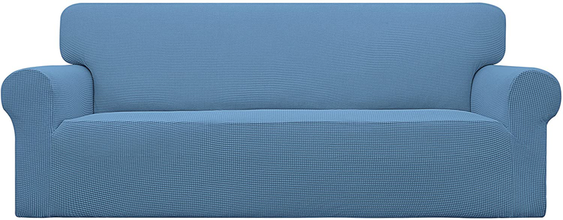 Easy-Going Stretch Sofa Slipcover 1-Piece Couch Sofa Cover Furniture Protector Soft with Elastic Bottom for Kids, Spandex Jacquard Fabric Small Checks(Sofa,Dark Gray) Home & Garden > Decor > Chair & Sofa Cushions Easy-Going Light Blue Large 