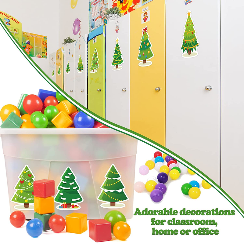 Epakh 45 Pieces Christmas Tree Cutouts, Paper Classroom Bulletin Board Cardstock Decorations with Glue Points, Holiday Xmas Tree Shaped Accent Wall Door Decor DIY Crafts for Classroom, Home, Office