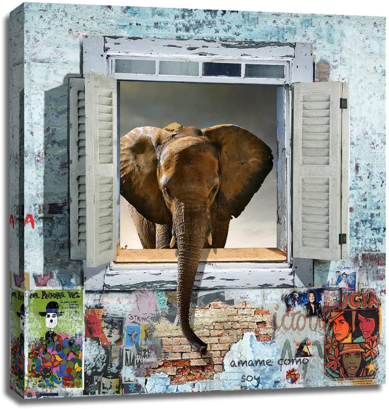 Elephant Wall Art Decor Modern Graffiti Art Poster Frame Canvas Painting Picture Bedroom Living Room Office Kitchen Home Decor 20" X 20" Home & Garden > Decor > Artwork > Posters, Prints, & Visual Artwork VolBow   
