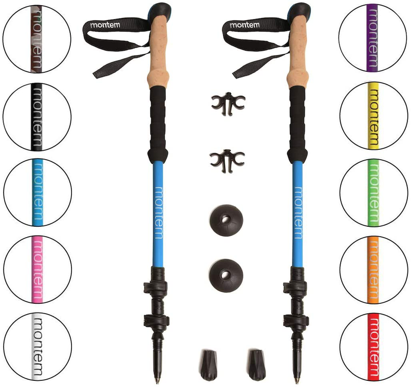 Montem Ultra Strong Trekking, Walking, and Hiking Poles - One Pair (2 Poles) - Collapsible, Lightweight, Quick Locking, and Ultra Durable Sporting Goods > Outdoor Recreation > Camping & Hiking > Hiking Poles Montem Blue Matte  