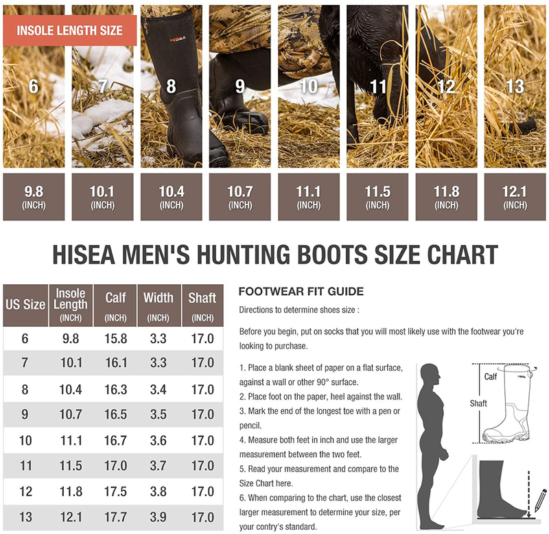 HISEA Apollo Basic Hunting Boots for Men Waterproof Insulated Rubber Boots Rain Boots Neoprene Mens Boots  HISEA   