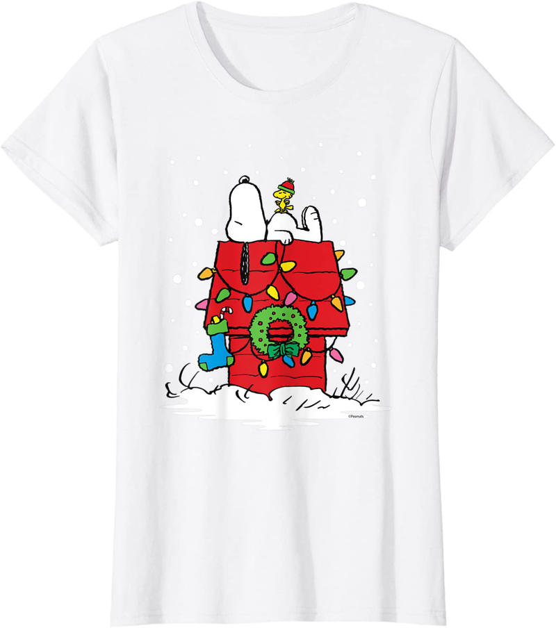 Peanuts Holiday Snoopy and Woodstock Stocking Light Up T-Shirt Home & Garden > Decor > Seasonal & Holiday Decorations& Garden > Decor > Seasonal & Holiday Decorations Peanuts White Women 2XL