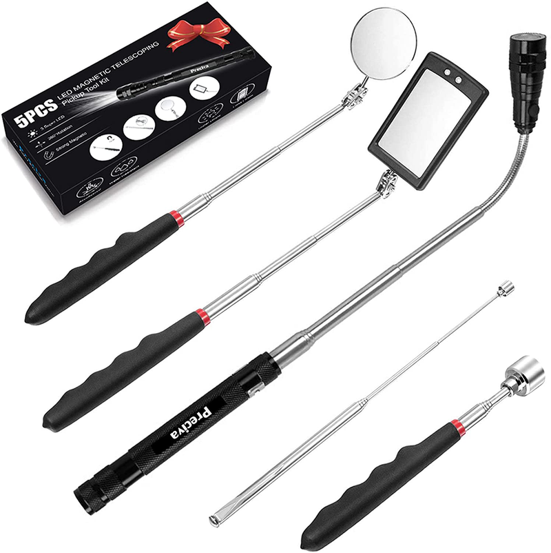 Preciva 5PCS Magnetic Telescoping Pick-up Tool Kit with 15lb and 1lb Pick Up Rod, Round and Square 360 Swivel Adjustable Inspection Mirror and Telescoping Flexible LED Flashlight (Batteries Included) Hardware > Tools > Tool Sets > Hand Tool Sets Preciva 5 PACK  