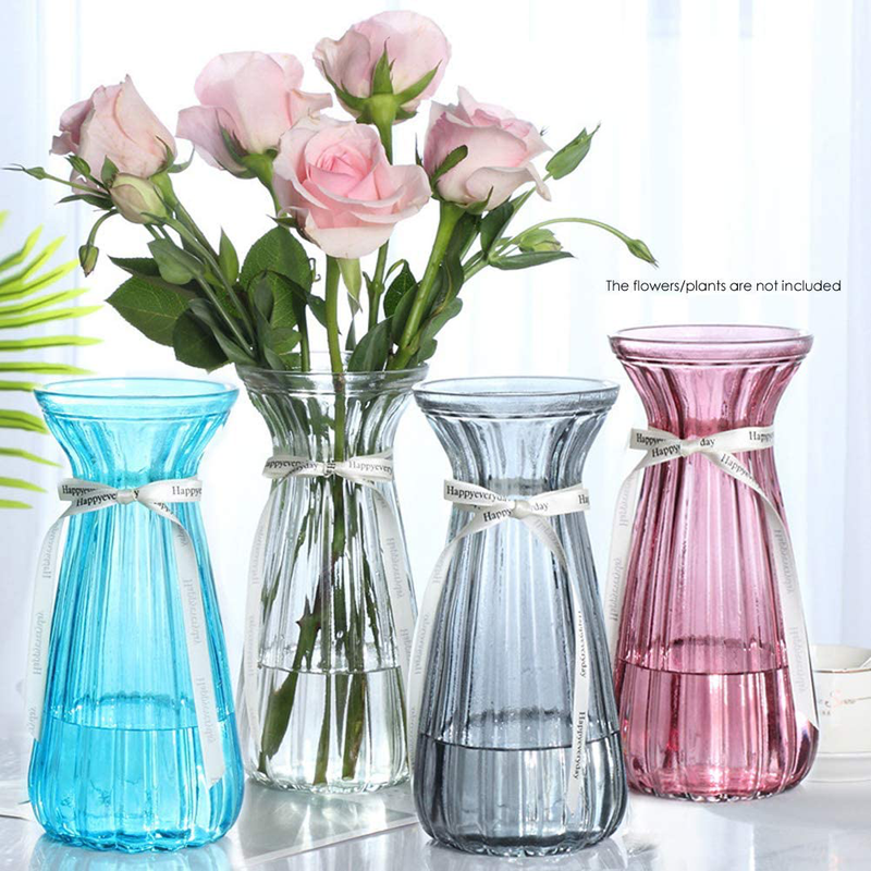 Rome Retro Glass Vase Clear Colored Art Decorative Flower Slim Vases for Office Home Decor (Clear Purple 8.5") Home & Garden > Decor > Vases AmHome   