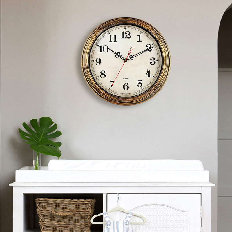 KECYET Wall Clock, 12 Inch Vintage Style, Wall Clocks Battery Operated Silent Non Ticking, Decorative for Living Room, Kitchen, Office, Home, Farmhouse Home & Garden > Decor > Clocks > Wall Clocks KECYET   