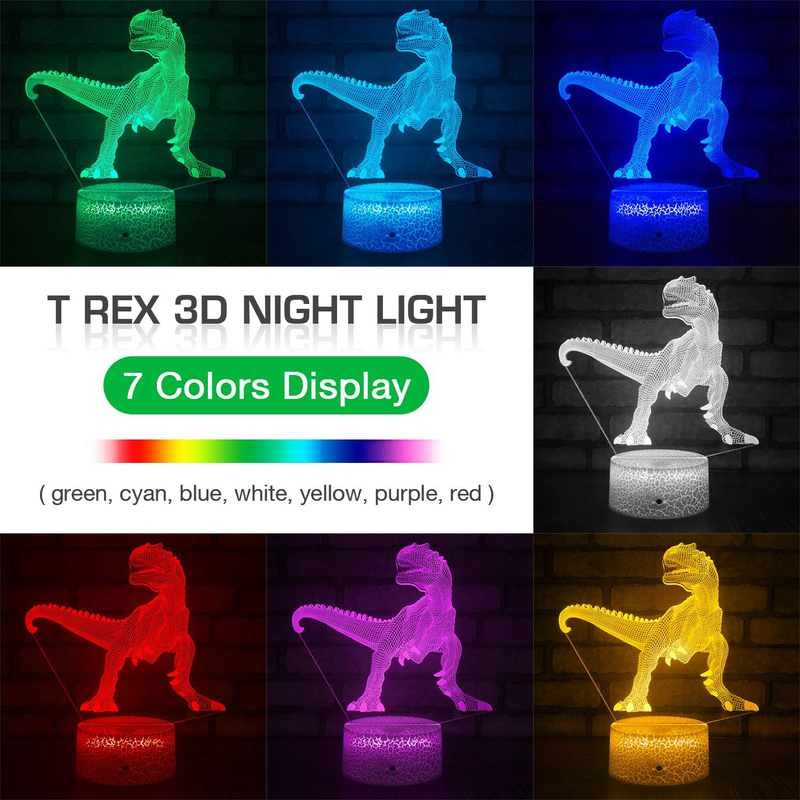 NISUNS 3D Night Lamp, 7 Colors Changing Night Light with Timer& Smart Touch & Remote Control, Valentine'S Day Birthday Gift for Childs Girls Women (T-Rex02) Home & Garden > Lighting > Night Lights & Ambient Lighting NISUNS   