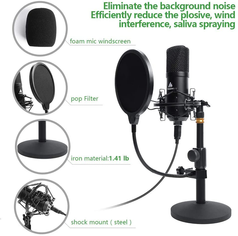 USB Microphone Kit 192KHZ/24BIT MAONO AU-A04T PC Condenser Podcast Streaming Cardioid Mic Plug & Play for Computer, YouTube, Gaming Recording