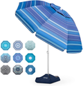 OutdoorMaster Beach Umbrella with Sand Bag - 6.5ft Beach Umbrella with Sand Anchor, UPF 50+ PU Coating with Carry Bag for Patio and Outdoor - Navy Striped Home & Garden > Lawn & Garden > Outdoor Living > Outdoor Umbrella & Sunshade Accessories OutdoorMaster Dark Blue Striped  