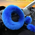 Yontree Fashion Fluffy Steering Wheel Covers for Women/Girls/Ladies Australia Pure Wool 15 Inch 1 Set 3 Pcs (Black) Vehicles & Parts > Vehicle Parts & Accessories > Vehicle Maintenance, Care & Decor > Vehicle Decor > Vehicle Steering Wheel Covers Yontree Blue Long Hair 