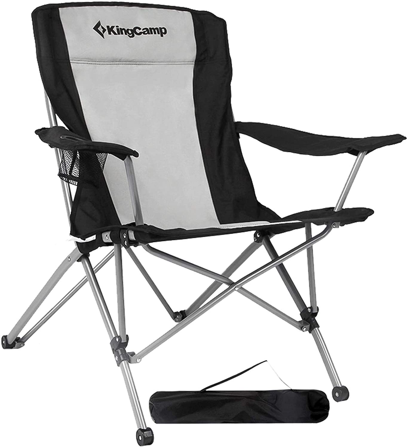 Kingcamp Oversized Camping Chairs Upgraded Widen Seat Padded Backrest Armrest Heavy Duty Camping Chairs Lawn Chairs Folding Outdoor Sports Chairs for Adults with Cup Holder Supports 300 Lbs Sporting Goods > Outdoor Recreation > Camping & Hiking > Camp Furniture KingCamp Black  