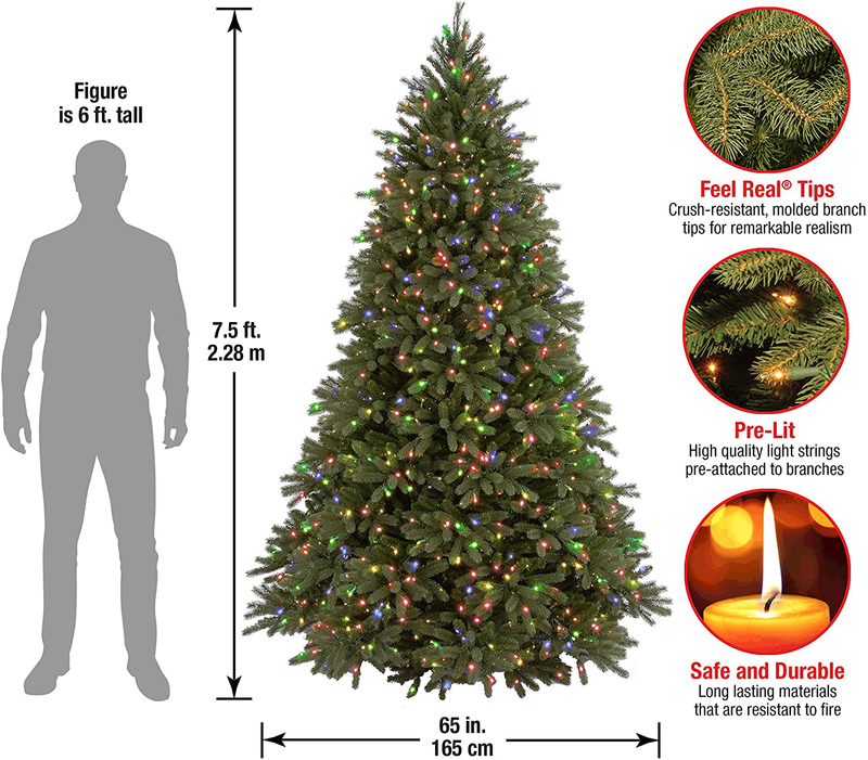 National Tree Company 'Feel Real' Pre-lit Artificial Christmas Tree | Includes Pre-strung Multi-Color Lights and Stand | Jersey Fraser Fir - 7.5 ft Home & Garden > Decor > Seasonal & Holiday Decorations > Christmas Tree Stands National Tree Company   