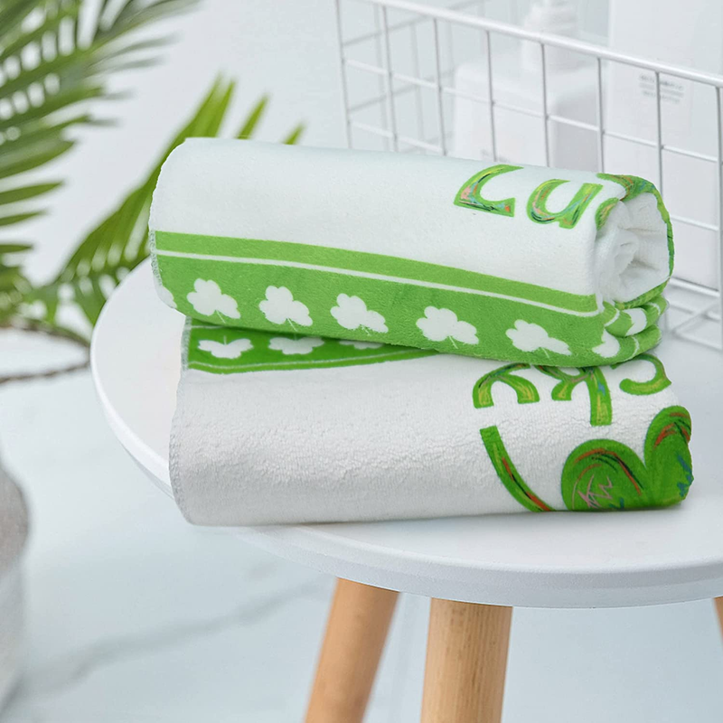 St Patricks Day Hand Towel for Bathroom, Soft Absorbent Patrick Small Bath Towel, Irish Lucky Leaf Spring Towel Green Shamrock Guest Towel St Patricks Home Shower Holiday Decorations 15.7X25.5 Inch Home & Garden > Linens & Bedding > Towels AEUEFUEA   