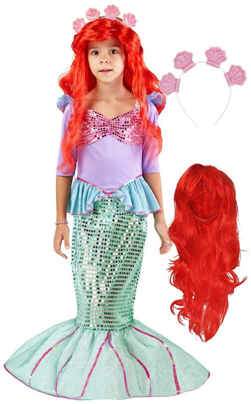 Spooktacular Creations Deluxe Mermaid Costume Set with Red Wig and Headband (Small (5-7)) Apparel & Accessories > Costumes & Accessories > Costumes Spooktacular Creations Small (5-7)  