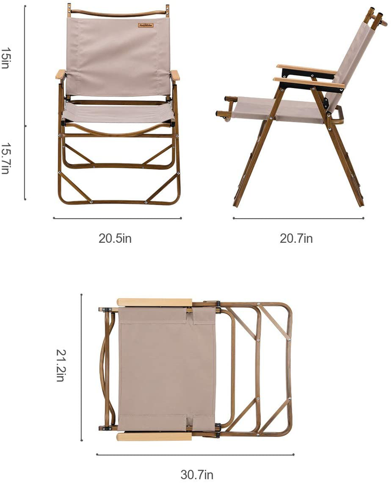 Naturehike Outdoor Furniture Wood Grain Aluminum Portable Folding Camping Chair (Large Black, Large) Sporting Goods > Outdoor Recreation > Camping & Hiking > Camp Furniture Naturehike   